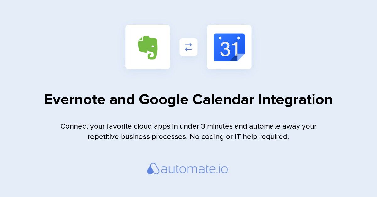 How to Connect Evernote and Google Calendar (integration) Automate.io