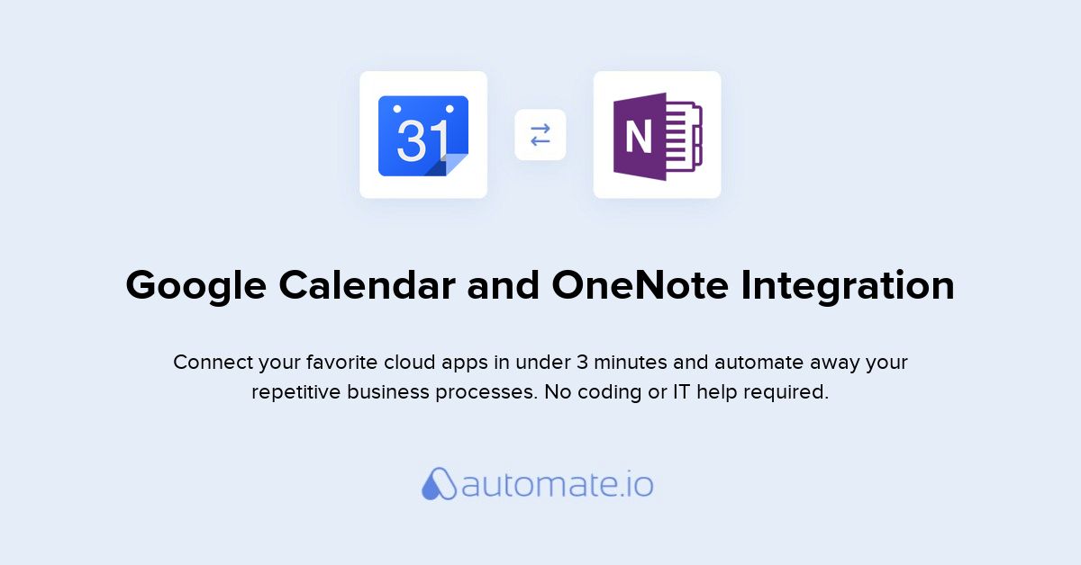 Sync Google Calendar & OneNote (in 30 sec) Automate.io